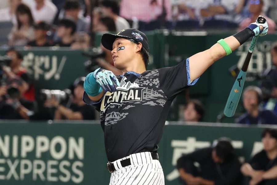 ホームランダービーに参加した阪神・森下翔太【写真：栗木一考】
