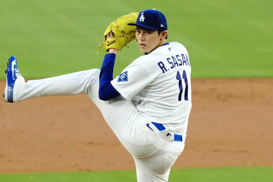 マリナーズ戦に先発したドジャース・佐々木朗希【写真:黒澤崇】