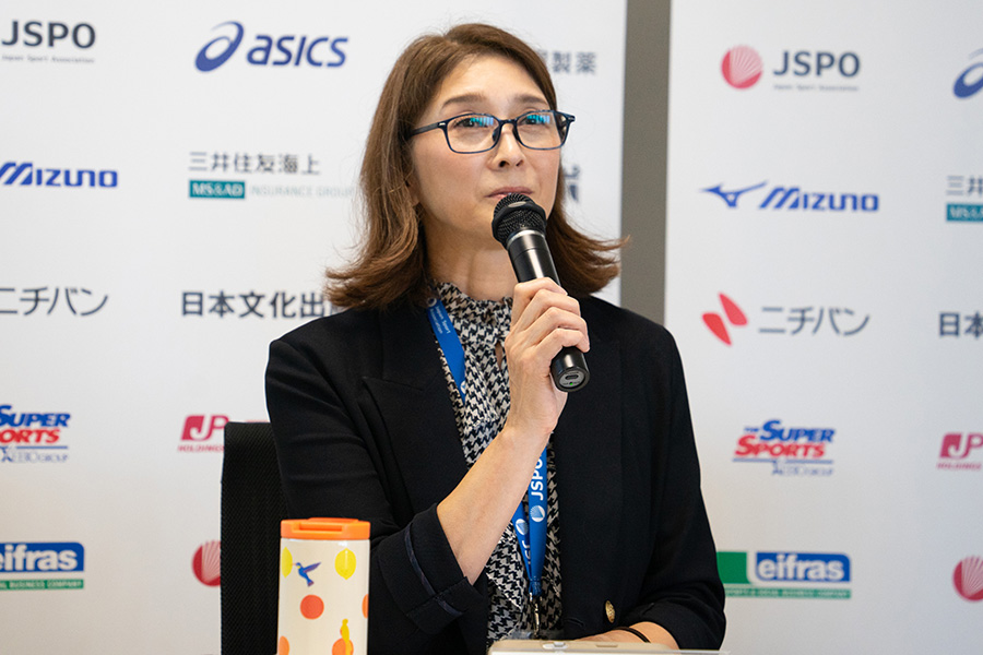 会見を行った日本スポーツ少年団の益子直美本部長【写真:磯田健太郎】