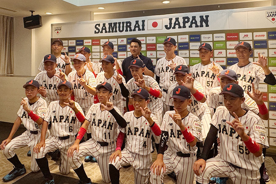 会見に臨んだU-12日本代表メンバー【写真：佐藤直子】