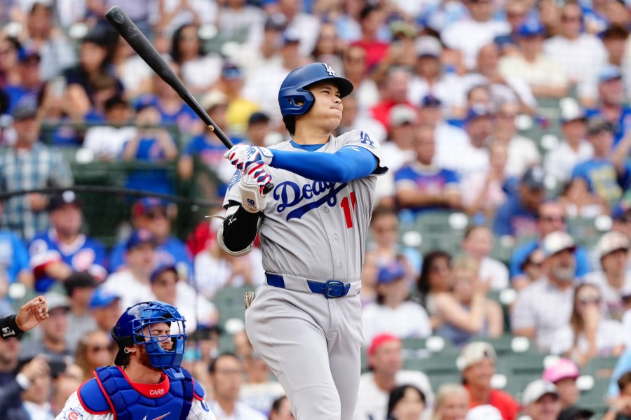 先頭打者弾を放ったドジャース・大谷翔平【写真：黒澤崇】