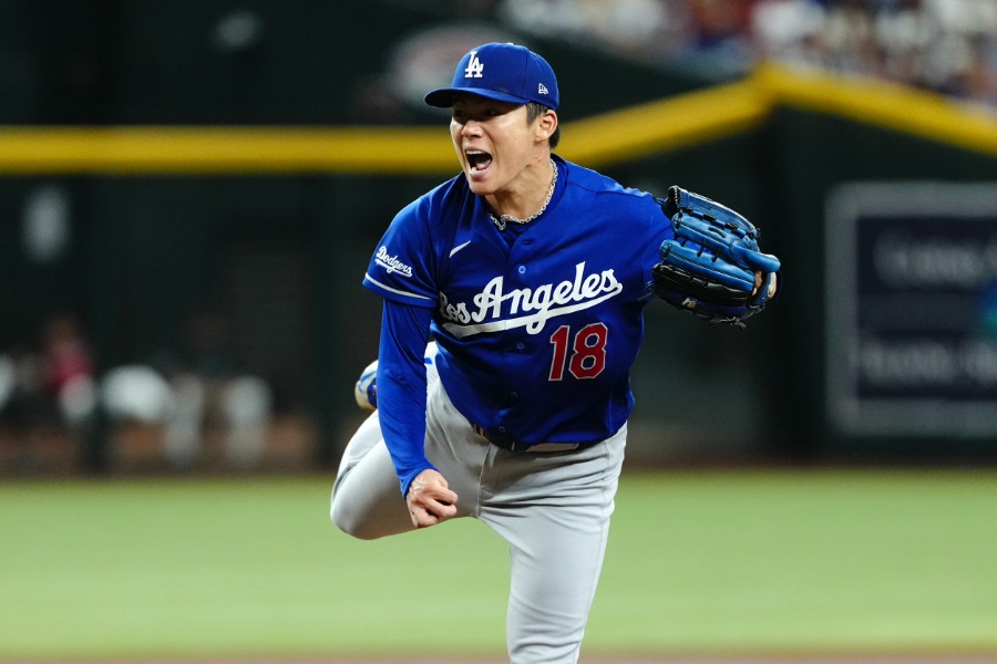 Dバックス戦に先発したドジャース・山本由伸【写真：黒澤崇】