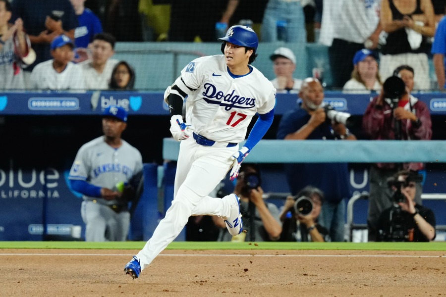 ロイヤルズ戦に出場したドジャース・大谷翔平【写真：黒澤崇】