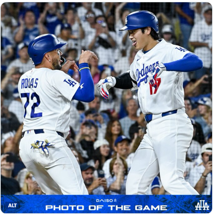 ドジャースが試合後に投稿した1枚(写真はドジャース公式Xのスクリーンショット)