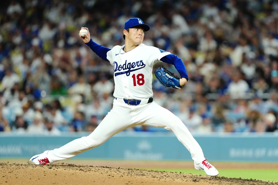ブルワーズ戦に先発したドジャース・山本由伸【写真：黒澤崇】