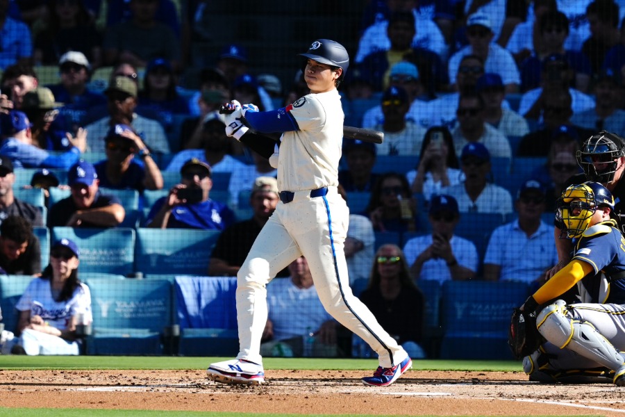 2打席目で適時三塁打を放ったドジャース・大谷翔平【写真:黒澤崇】