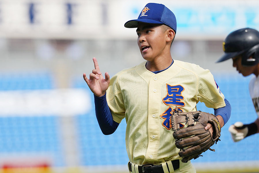 主に二塁を守り優勝に貢献した星稜中・高田慶吾【写真:井上学】