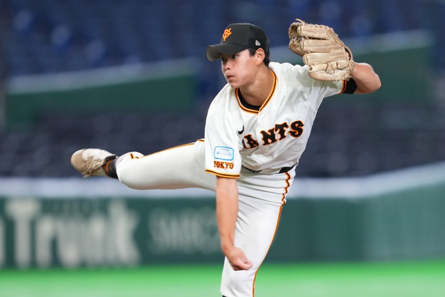 ジャイアンツカップ決勝に登板した多摩川ボーイズ・原悠翔【写真：イワモトアキト】