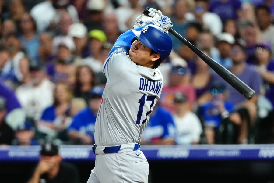 ロッキーズ戦で28号を放ったドジャース・大谷翔平【写真：黒澤崇】