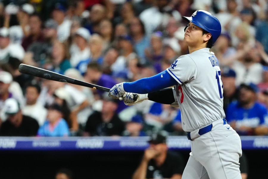 ロッキーズ戦で28号を放ったドジャース・大谷翔平【写真：黒澤崇】