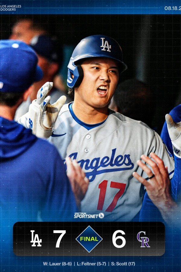 「スポーツネット・ロサンゼルス」が投稿した大谷の画像【写真：SportsNetLAのXより】