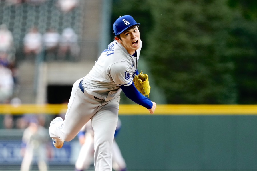 ロッキーズ戦に先発したドジャース・佐々木朗希【写真:黒澤崇】