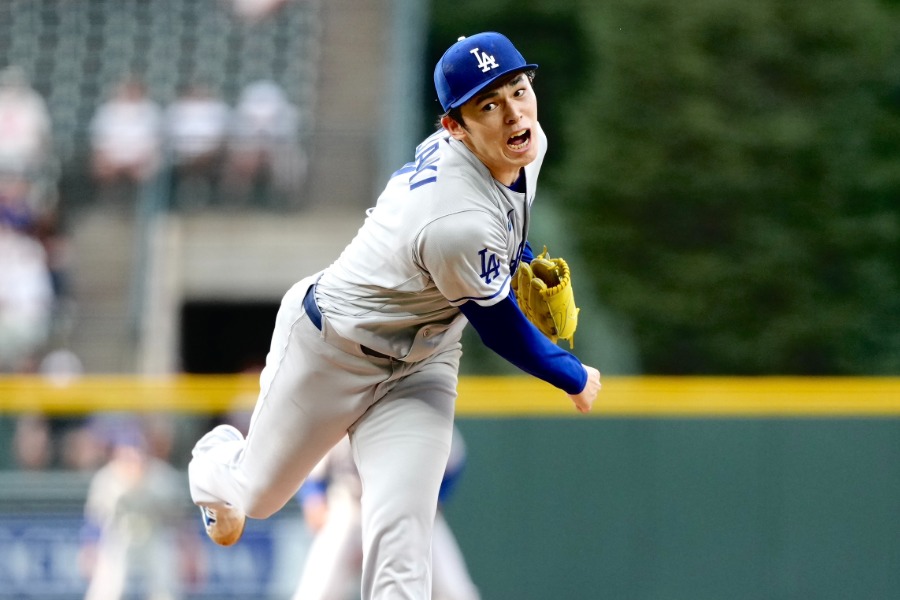 ロッキーズ戦に先発したドジャース・佐々木朗希【写真：黒澤崇】