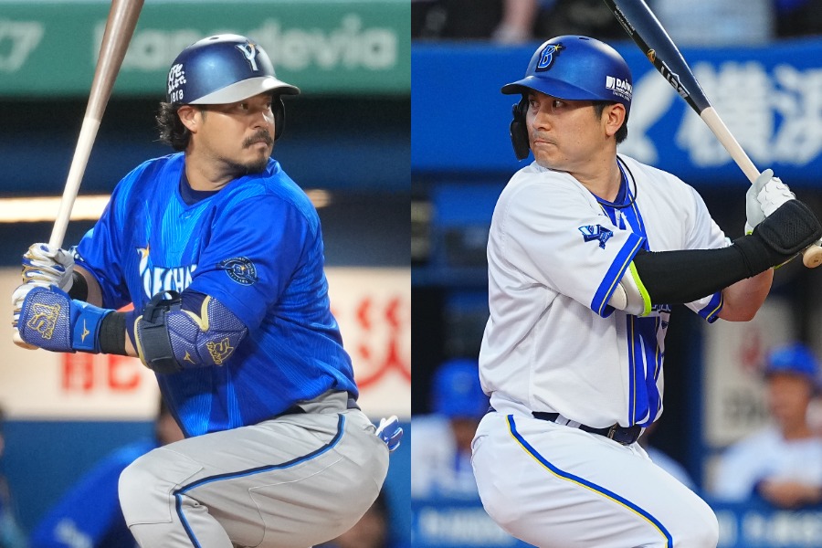 DeNAの宮崎敏郎（左）と佐野恵太【写真：荒川祐史、井上学】