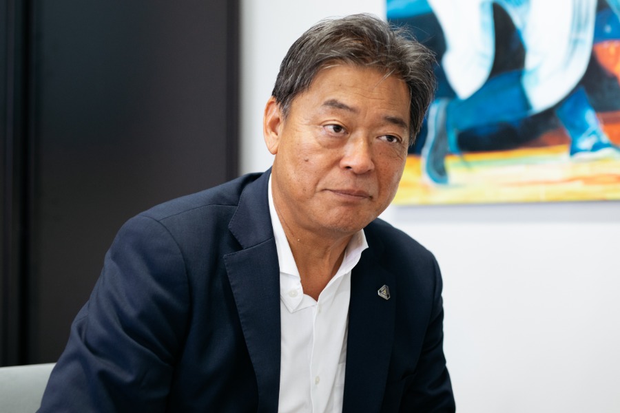 インタビューに応じた群馬クレインサンダーズ社長・阿久沢毅【写真：松本洸】