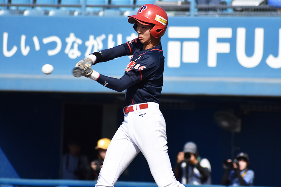 準決勝は投球で苦しむも、打撃では適時二塁打を放った大野凌駕【写真：高橋幸司】