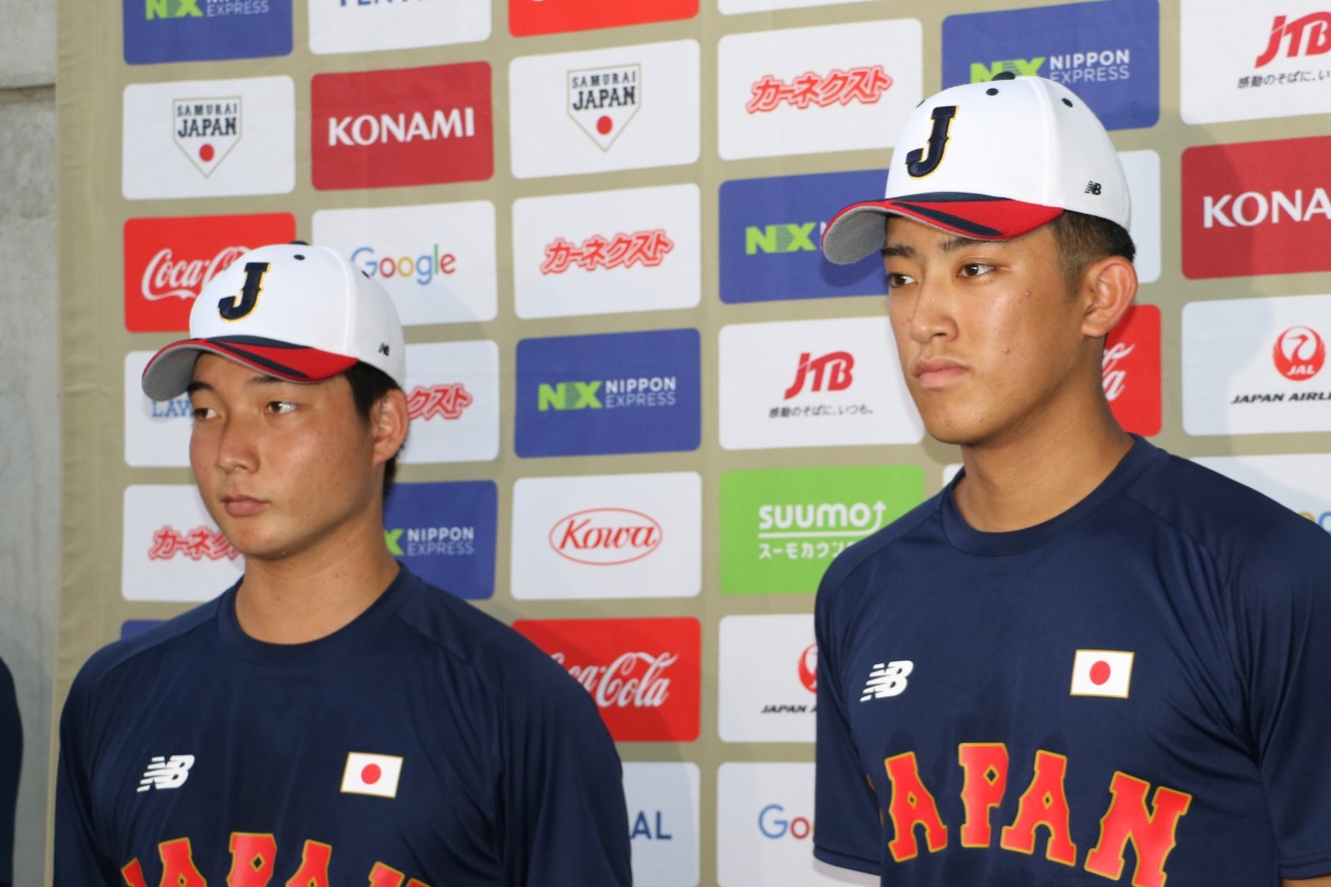 高校日本代表に選出された山田凜虎（左）と織田翔希【写真：神吉孝昌】