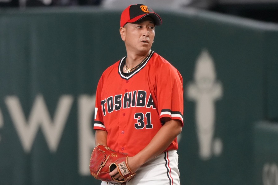 第97回都市対抗野球大会・日本生命戦に登板した東芝の宮川哲【写真：町田利衣】