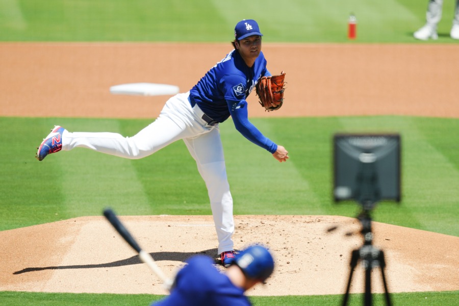 「ライブBP」に登板したドジャース・大谷翔平【写真:黒澤崇】