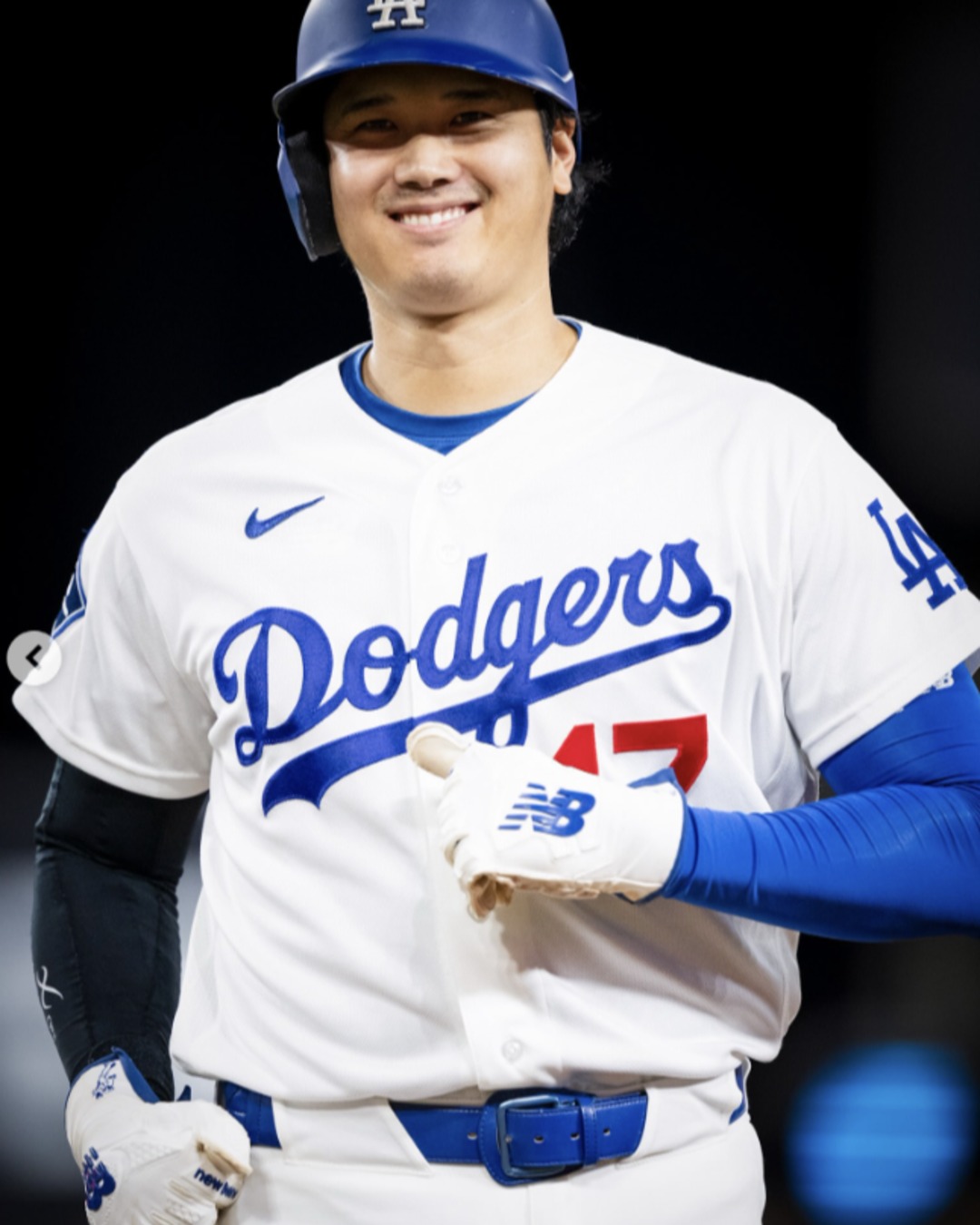 ジョルダーノさんが掲載した大谷翔平の笑顔【写真提供：キャリー・ジョルダーノ/ドジャース】