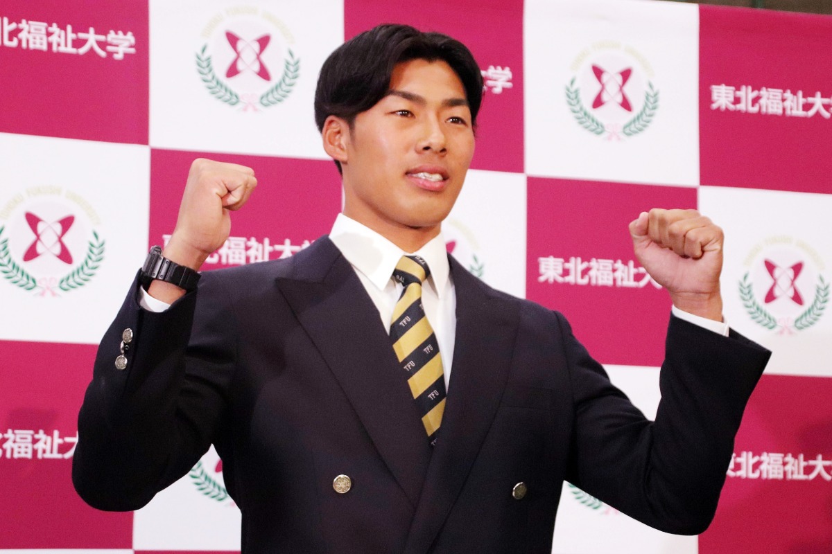 ヤクルトからドラフト指名された当時の山野太一【写真：産経新聞社】