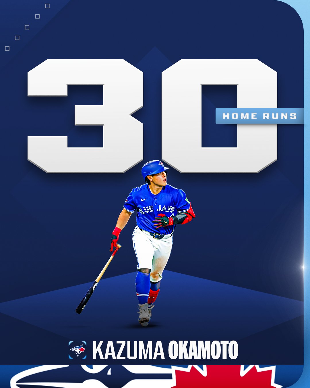 MLB公式SNSが公開したBジェイズ・岡本和真（画像はスクリーンショット）