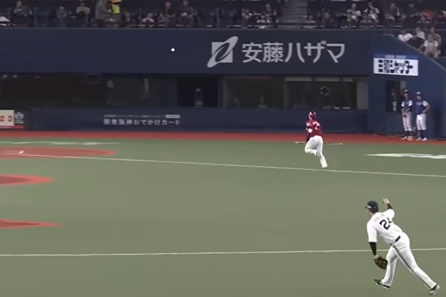好送球を見せたオリックス・紅林弘太郎【画像：パーソル パ・リーグTV】