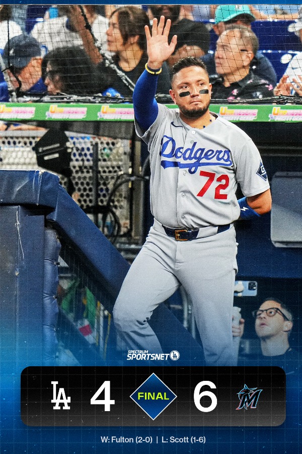 SportsNetLAが投稿した試合結果の画像【写真:SportsNetLAのXより】