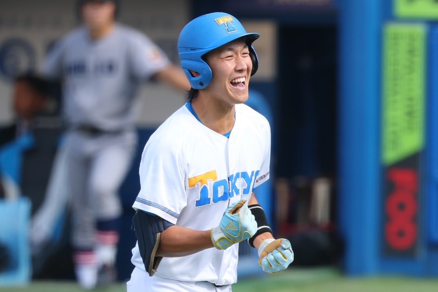 慶大戦に出場し、公式戦初本塁打を放った東大・堀端大貴【写真:加治屋友輝】