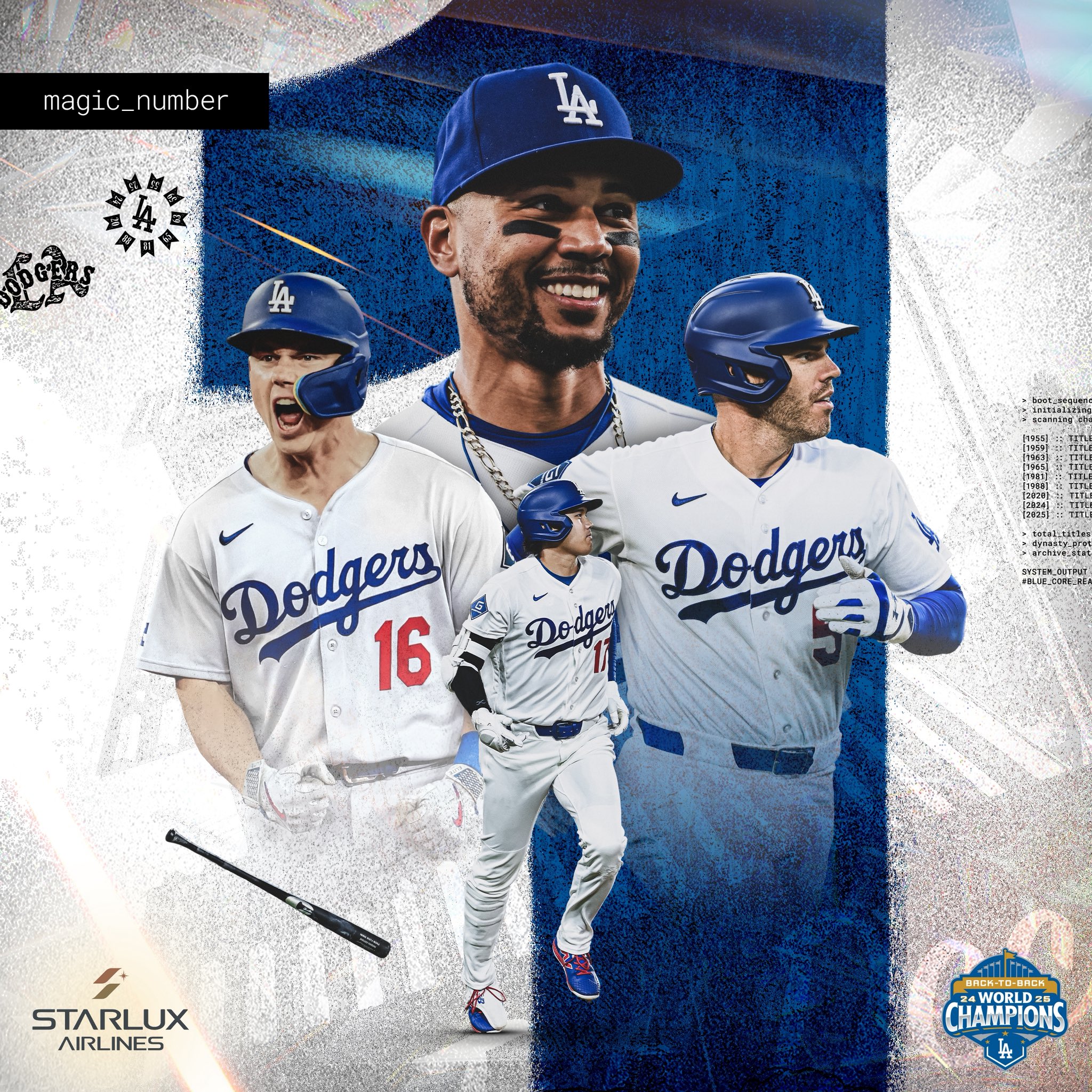 ドジャース公式Xが公開したドジャースナイン(画像はスクリーンショット)