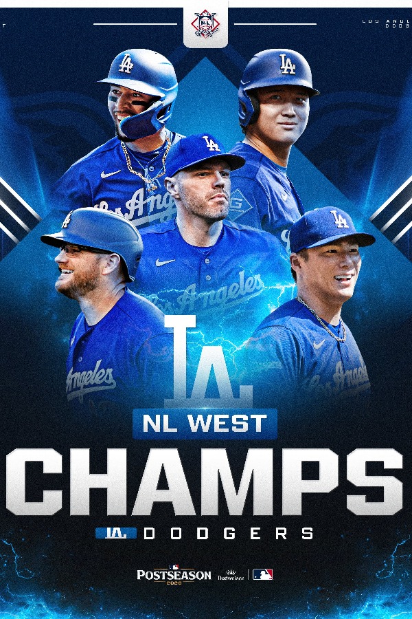 ドジャースの地区優勝決定後にMLB公式が投稿した画像【画像：MLB公式Xより】