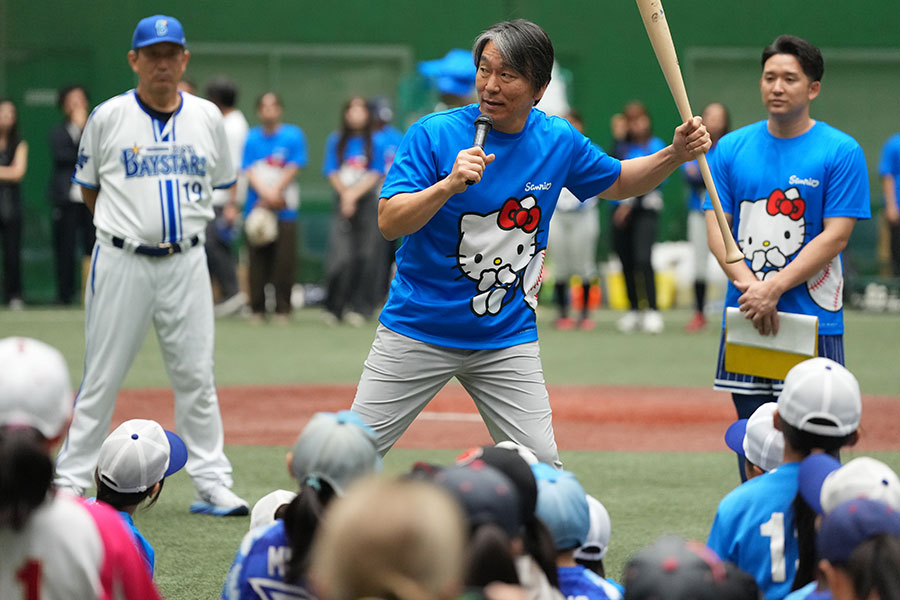 サンリオベースボールアカデミーに参加した松井秀喜氏【写真：井上学】