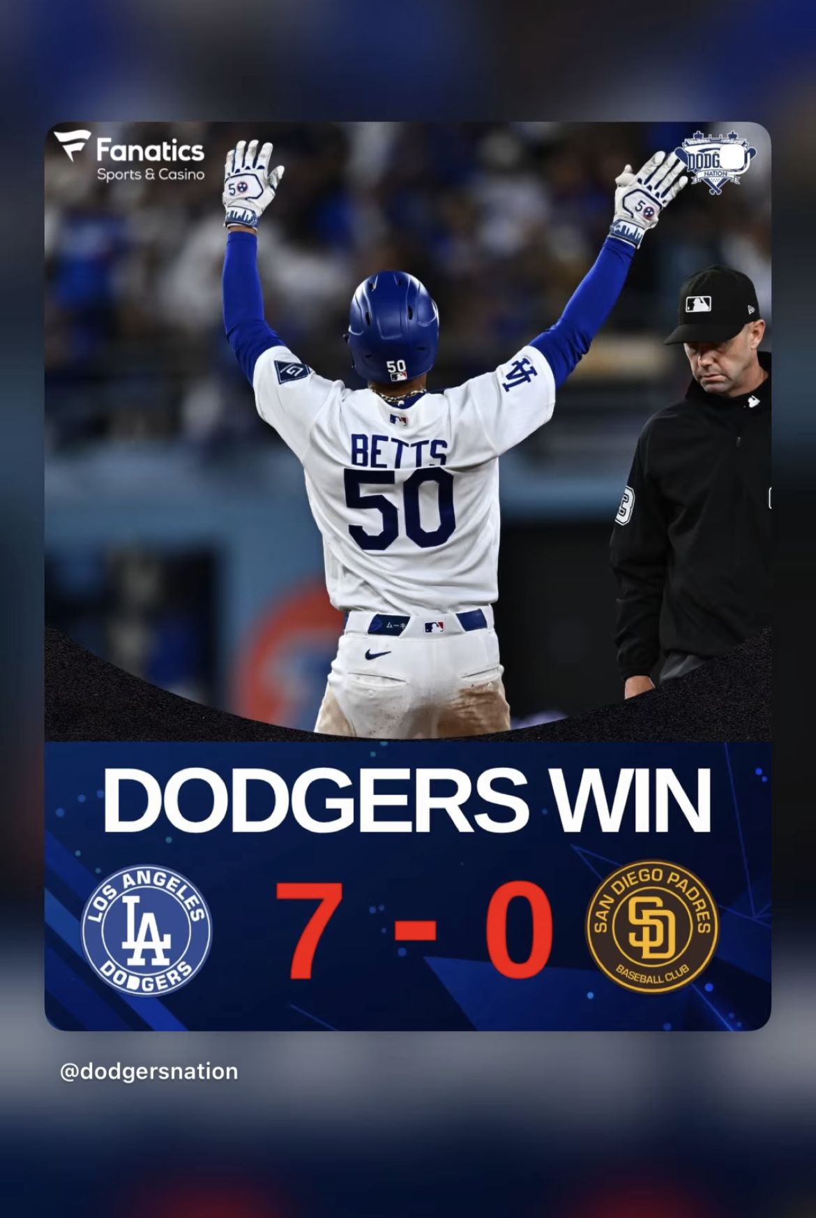 ドジャース・大谷翔平が自身の公式インスタグラムに投稿したムーキー・ベッツ（画像はスクリーンショット）
