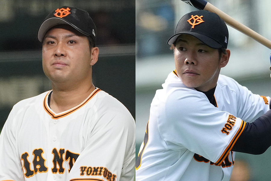 巨人時代の今村信貴（左）、松原聖弥【写真：荒川祐史、矢口亨】