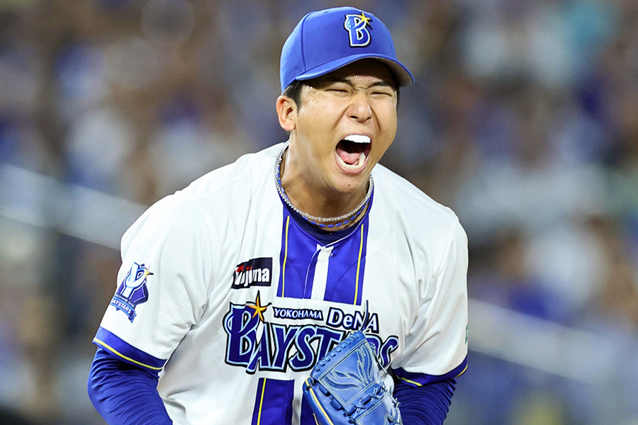 雄叫びを上げ自らを鼓舞するDeNA・島田舜也【写真：産経新聞社】