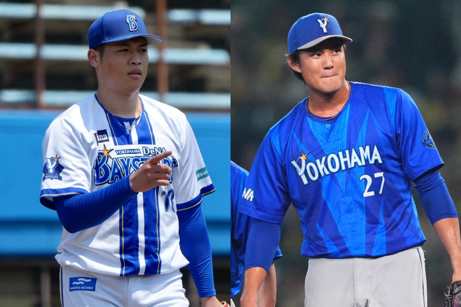 DeNA・小園健太(左)と藤浪晋太郎【写真:町田利衣、イワモトアキト】