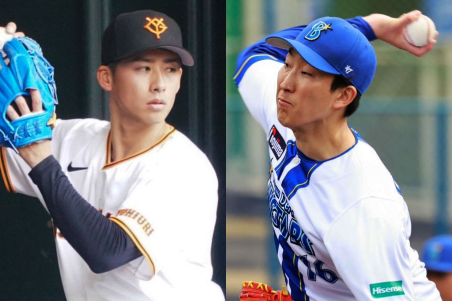 巨人・板東湧梧(左)とDeNA・大貫晋一【写真:湯浅大、小池義弘】