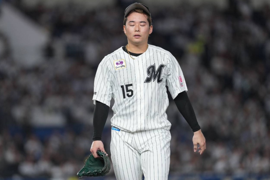 ソフトバンク戦に登板したロッテ・横山陸人【写真:井上学】