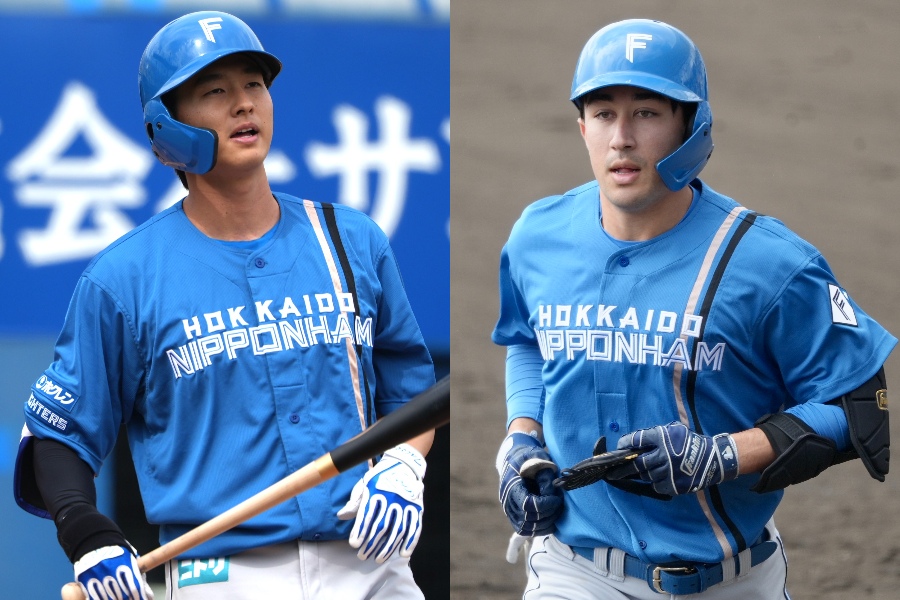 日本ハム・藤田大清(左)と山口アタル【写真:町田利衣】