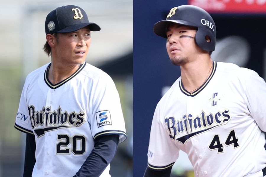 オリックス・阿部翔太(左)と頓宮裕真【写真:加治屋友輝】(Yuki Kajiya)
