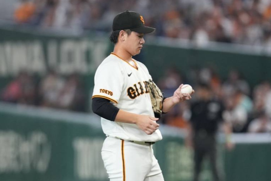 牧に本塁打を浴びた巨人・井上温大【写真：井上学】