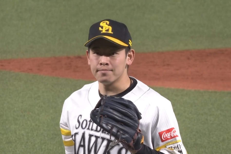 日本ハム戦に登板したソフトバンク・鈴木豪太【画像：パーソル パ・リーグTV】