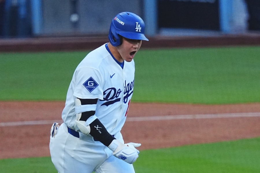 ブルワーズ戦で本塁打を放ったドジャース・大谷翔平【写真：荒川祐史】