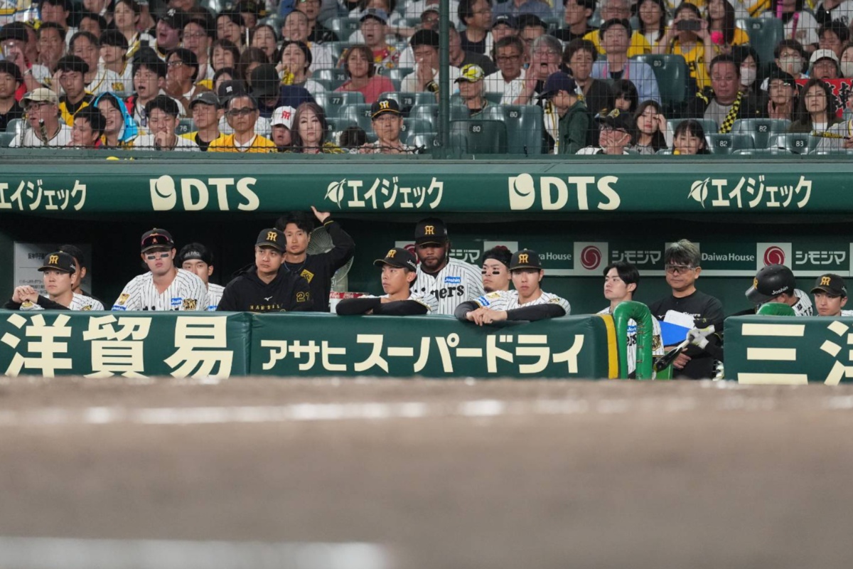 “CS敗退が決まった瞬間、阪神ベンチは重苦しい雰囲気に包まれた【写真：井上学】”