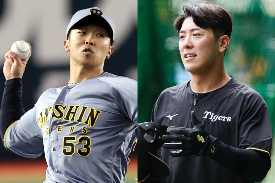 戦力外通告を受けた島田海吏（左）と豊田寛【写真：栗木一考、黒澤崇】