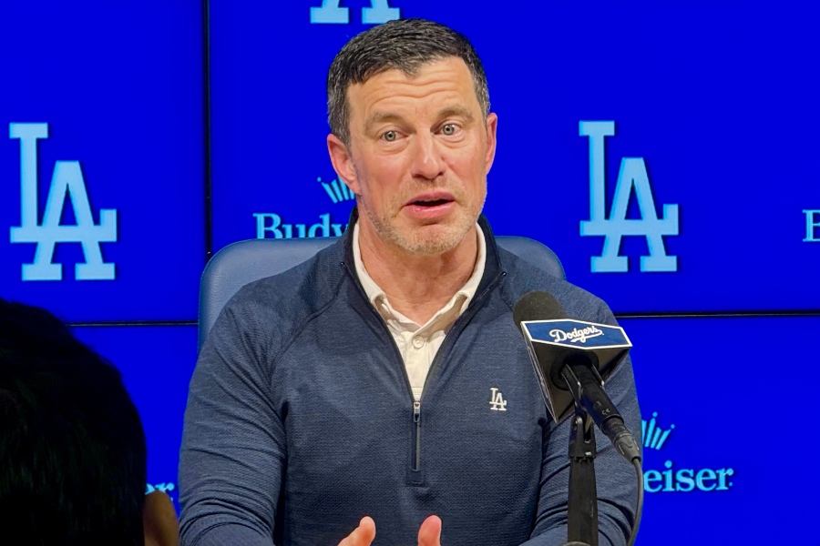 会見に出席したドジャースのアンドリュー・フリードマン編成本部長【写真：小谷真弥】