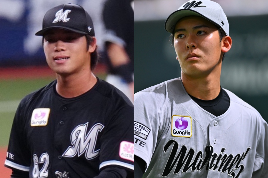 ロッテ・森遼大朗(左)と早坂響【写真:荒川祐史、古川剛伊】