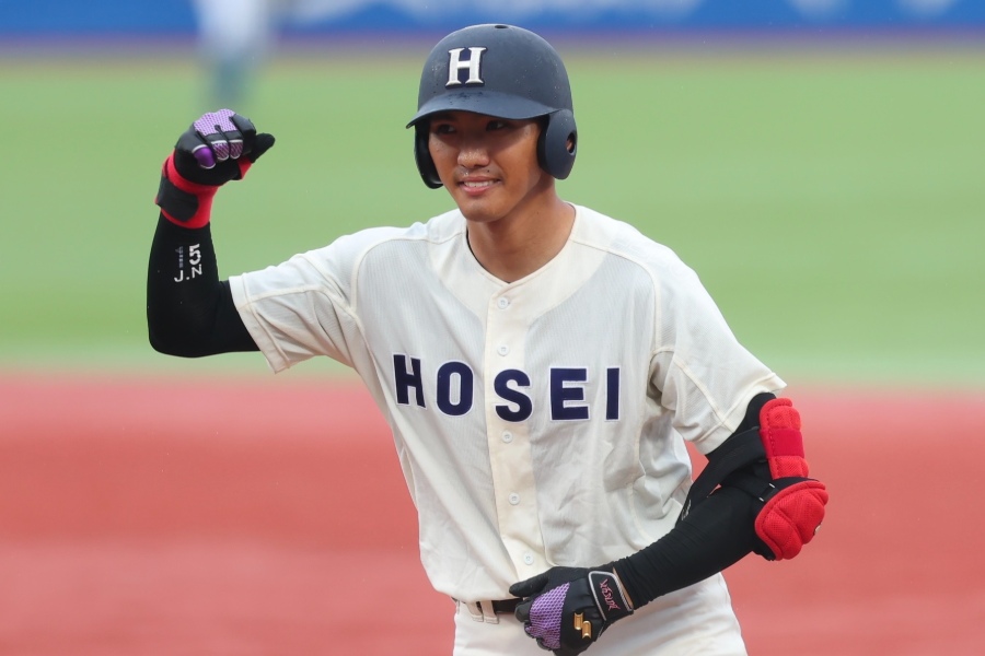 東大戦で2安打を放った法大・西凌矢【写真:加治屋友輝】