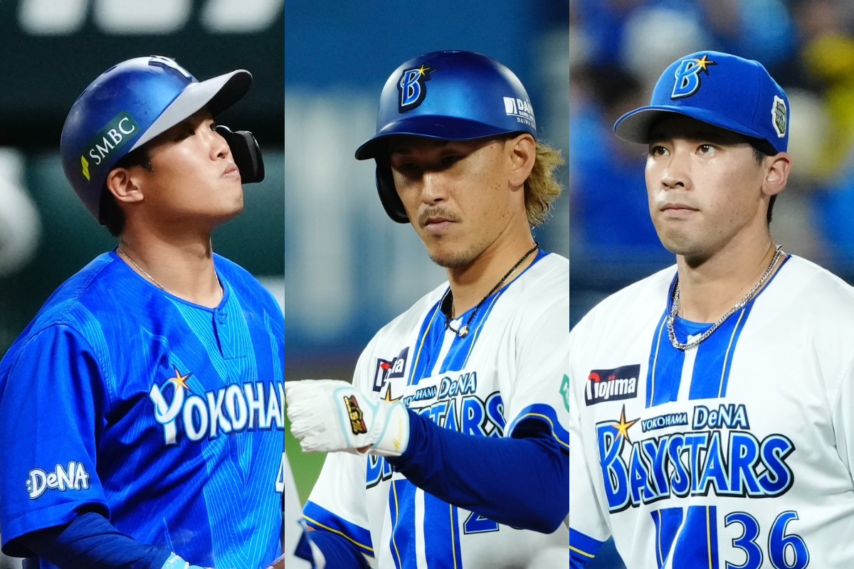 日本シリーズを戦ったDeNA・井上朋也、三森大貴、尾形崇斗（左から）【写真：黒澤崇】