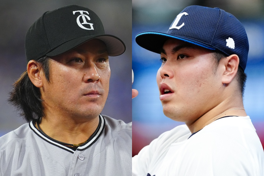 楽天が金銭トレードで獲得した甲斐拓也（左）と西武・平良海馬【写真：荒川祐史、黒澤崇】